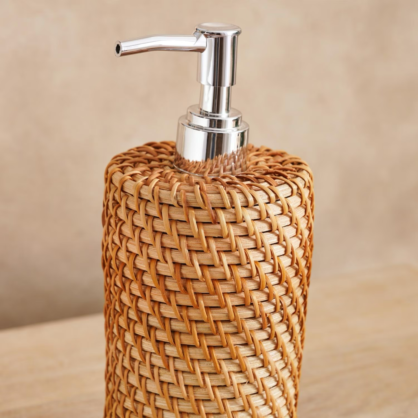 Rattan Soap Dispenser, Lightweight and Refillable