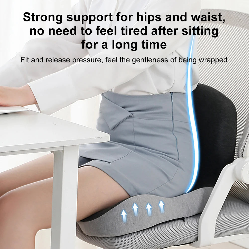 L-Shaped Memory Foam Seat Cushion with Lumbar Support and Ventilated Core