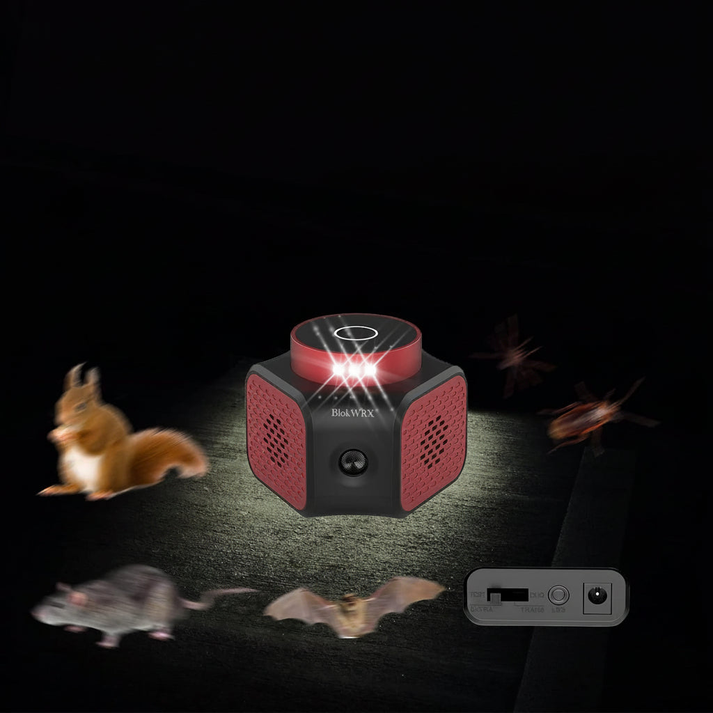 Ultrasonic and Electromagnetic Rodent Deterrent with LED Strobe, 1067 sq ft Coverage