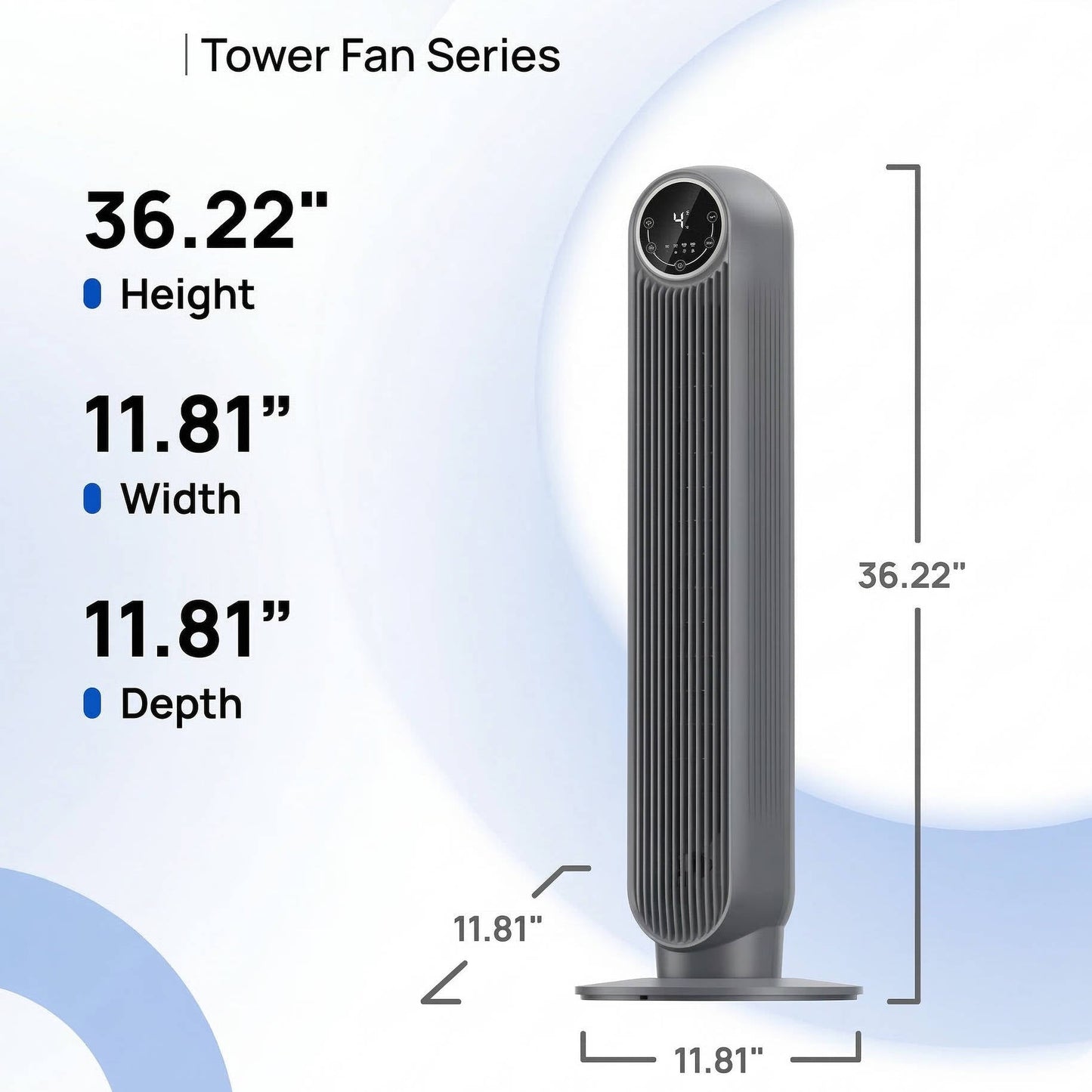 Bladeless Tower Fan with 8 Speed Settings and 4 Operating Modes