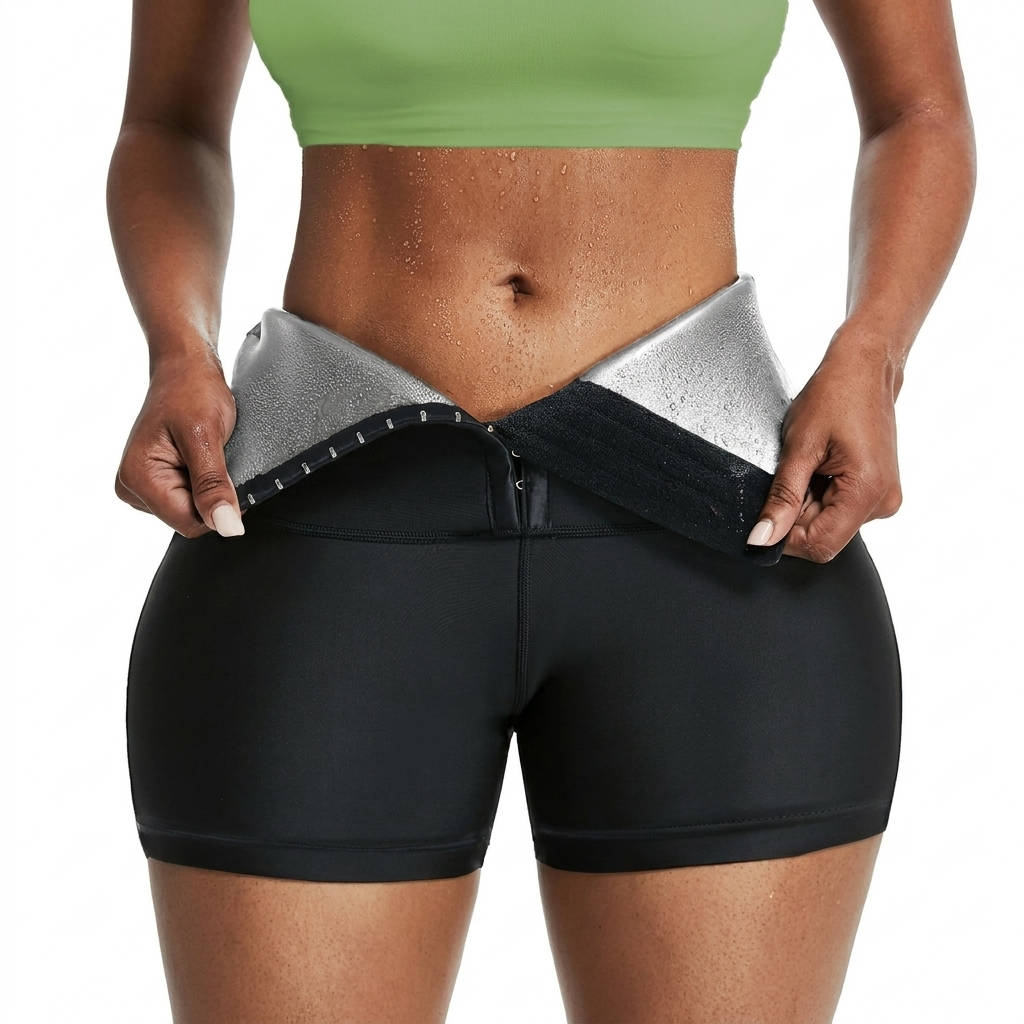Womens High Waist Sauna Shorts, Compression Hip Lift Fitness Workout Activewear Shorts