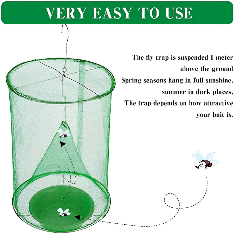 Natural Fly Trap with Expandable Capacity and All-Natural Bait, Reusable Design