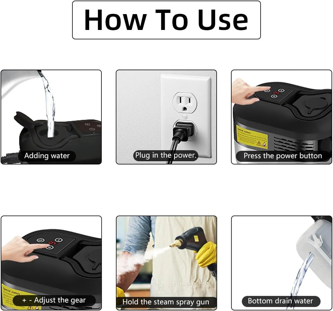Portable Steam Cleaner with 6 Adjustable Settings and 5 Brush Attachments