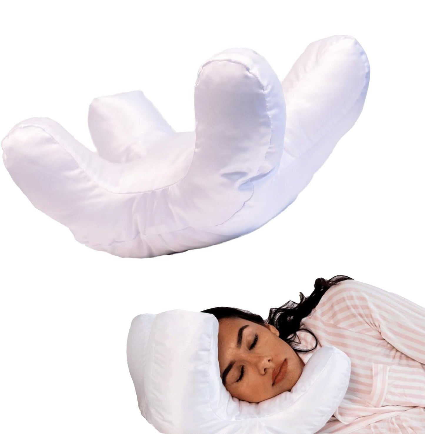 Beauty Pillow with Silk Satin Pillowcase, Soft Face Massage Sleeping Pillow for Comfort