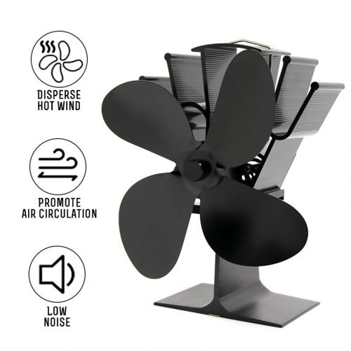 Thermoelectric Wood Stove Fan with 4-Blade Heat Distribution and Automatic Temperature Control