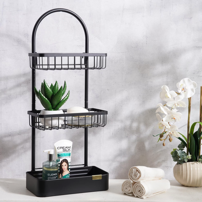 3-Tier Metal Shower Caddy, Black Bathroom Organizer