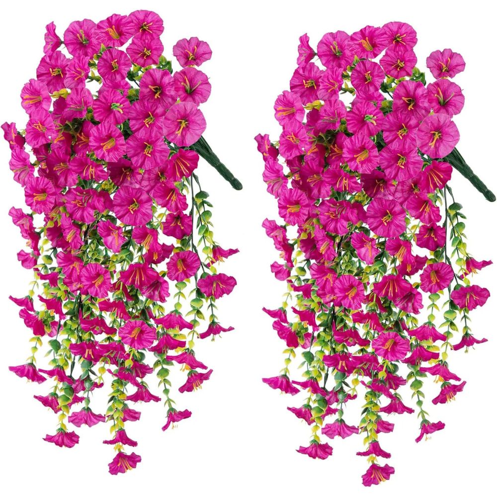 Artificial Morning Glory Vine with UV-Resistant Silk Flowers and Flexible Design, 75cm