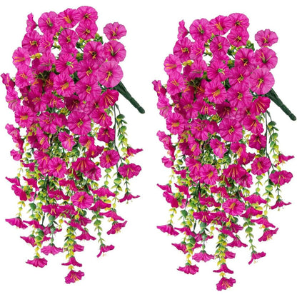 Artificial Morning Glory Vine with UV-Resistant Silk Flowers and Flexible Design, 75cm