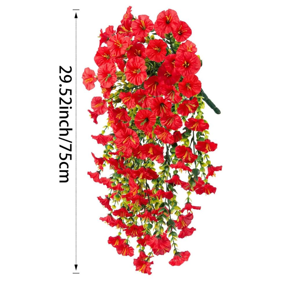 Artificial Morning Glory Vine with UV-Resistant Silk Flowers and Flexible Design, 75cm