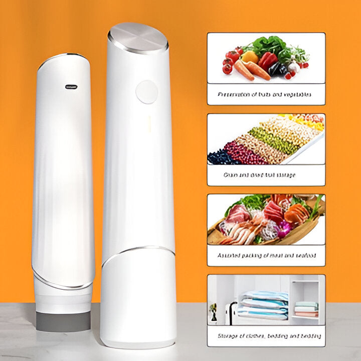 Portable Vacuum Sealer with Rechargeable Battery and Reusable Valve Bags