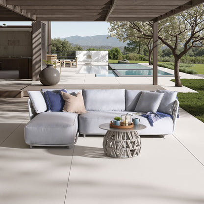 Rona Outdoor Corner Sofa Set with Table, Light Gray with Aluminum frame