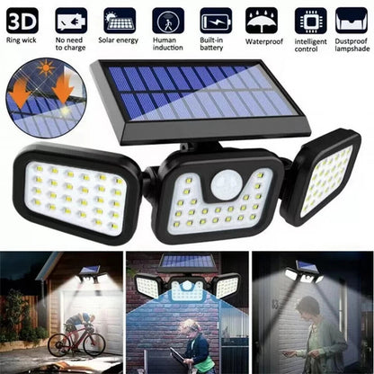 Solar Motion Sensor Light with 74 LED Bulbs and 270 Degree Coverage, IP65 Waterproof