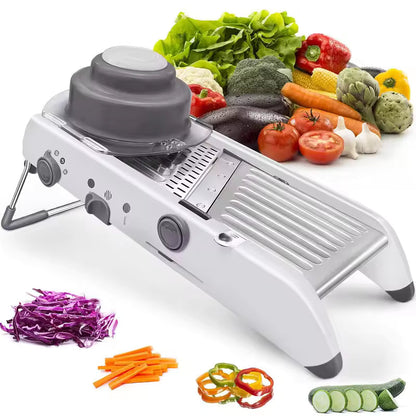 Kitchen Vegetable Cutter with Interchangeable Blades and Dicing Attachment, Slicer and Grater