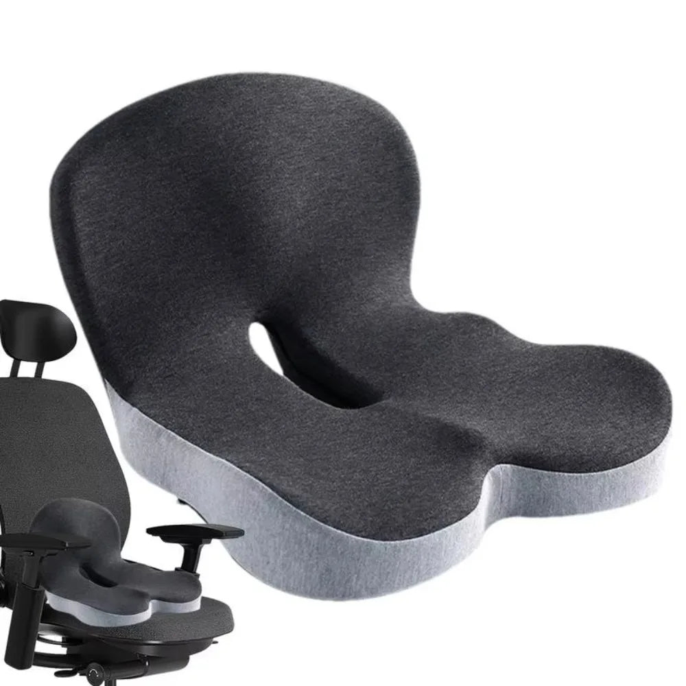 L-Shaped Memory Foam Seat Cushion with Lumbar Support and Ventilated Core