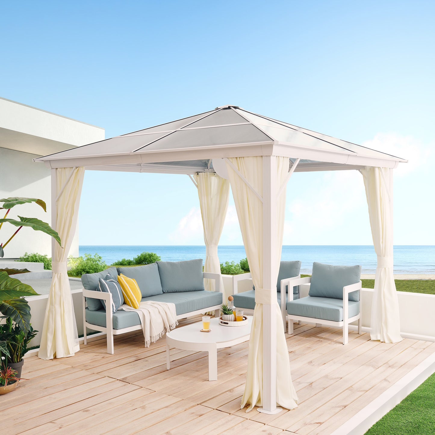 Taren Outdoor Gazebo 3x3x3m, Rust-Resistant Metal Frame with Removable Polycarbonate Roof