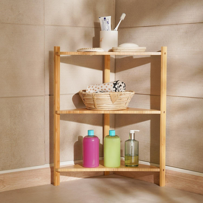 Bamboo 3-Tier Corner Shelf Unit, Space-Saving Bathroom Storage