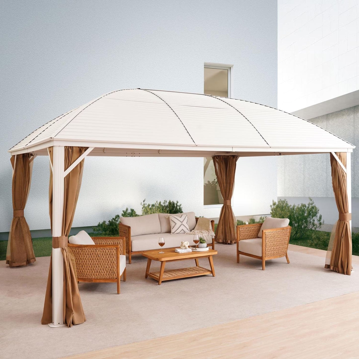 Renley Outdoor Gazebo 4.85x3.65x3.00m, Off White with Removable Canopy