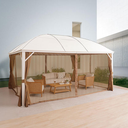 Renley Outdoor Gazebo 4.85x3.65x3.00m, Off White with Removable Canopy