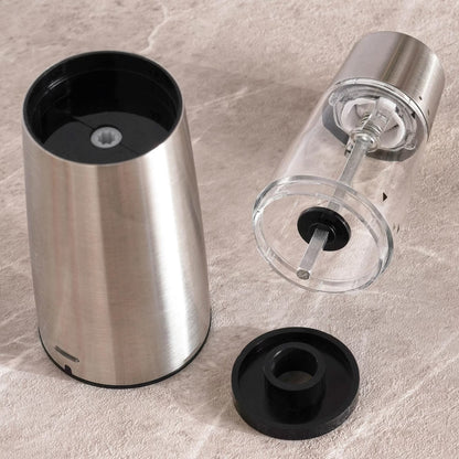 Rechargeable Gravity Salt and Pepper Mill Set – Stainless Steel Automatic Grinder with Adjustable Coarseness