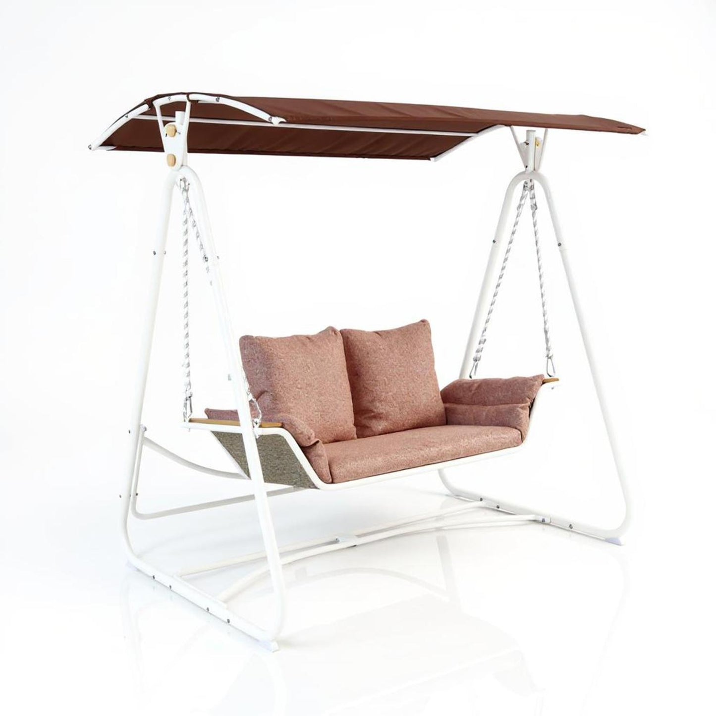 Outdoor 2-Seater Swing with Brown Cushioning