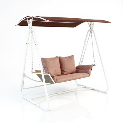 Outdoor 2-Seater Swing with Brown Cushioning