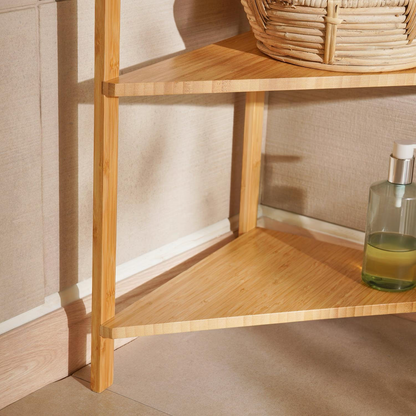 Bamboo 3-Tier Corner Shelf Unit, Space-Saving Bathroom Storage