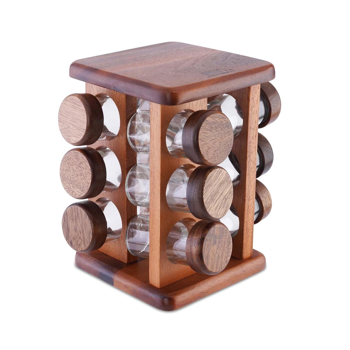 12-Piece Rotating Spice Rack with Glass Jars