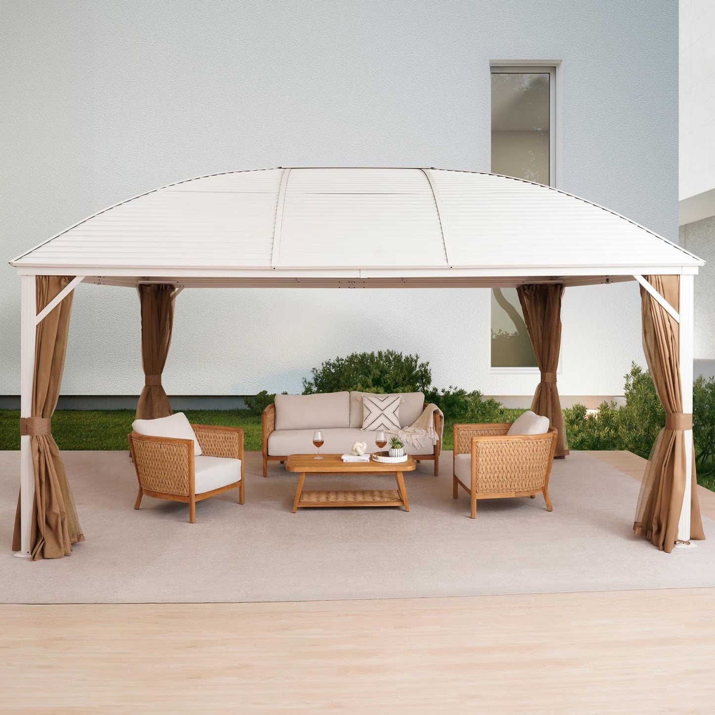 Renley Outdoor Gazebo 4.85x3.65x3.00m, Off White with Removable Canopy