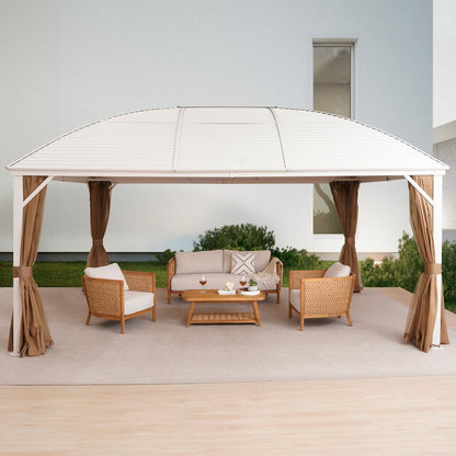 Renley Outdoor Gazebo 4.85x3.65x3.00m, Off White with Removable Canopy