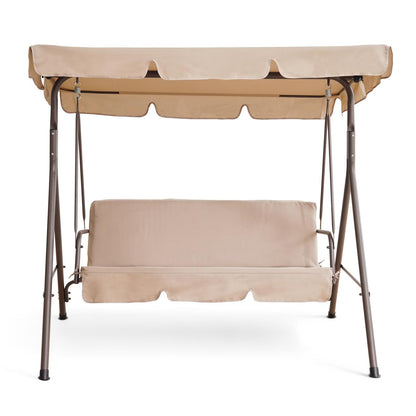 Calden Beige 3-Seater Outdoor Swing with Removable Canopy