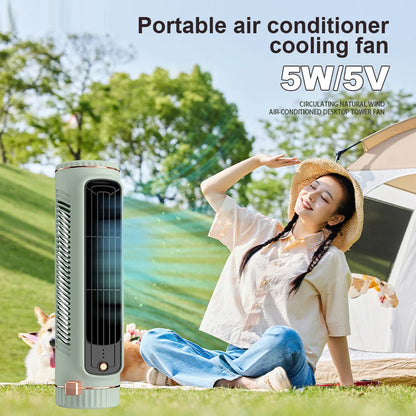Bladeless Tower Fan with USB Power and 60-Degree Air Distribution