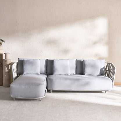 Rona Outdoor Corner Sofa Set with Table, Light Gray with Aluminum frame
