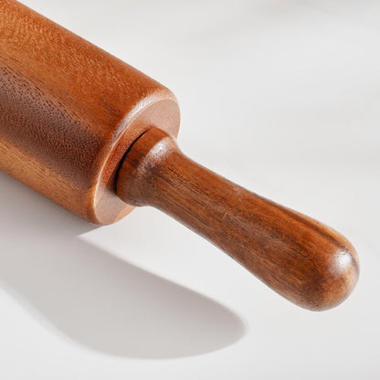 Acacia Wood Rolling Pin with Grip Handles
