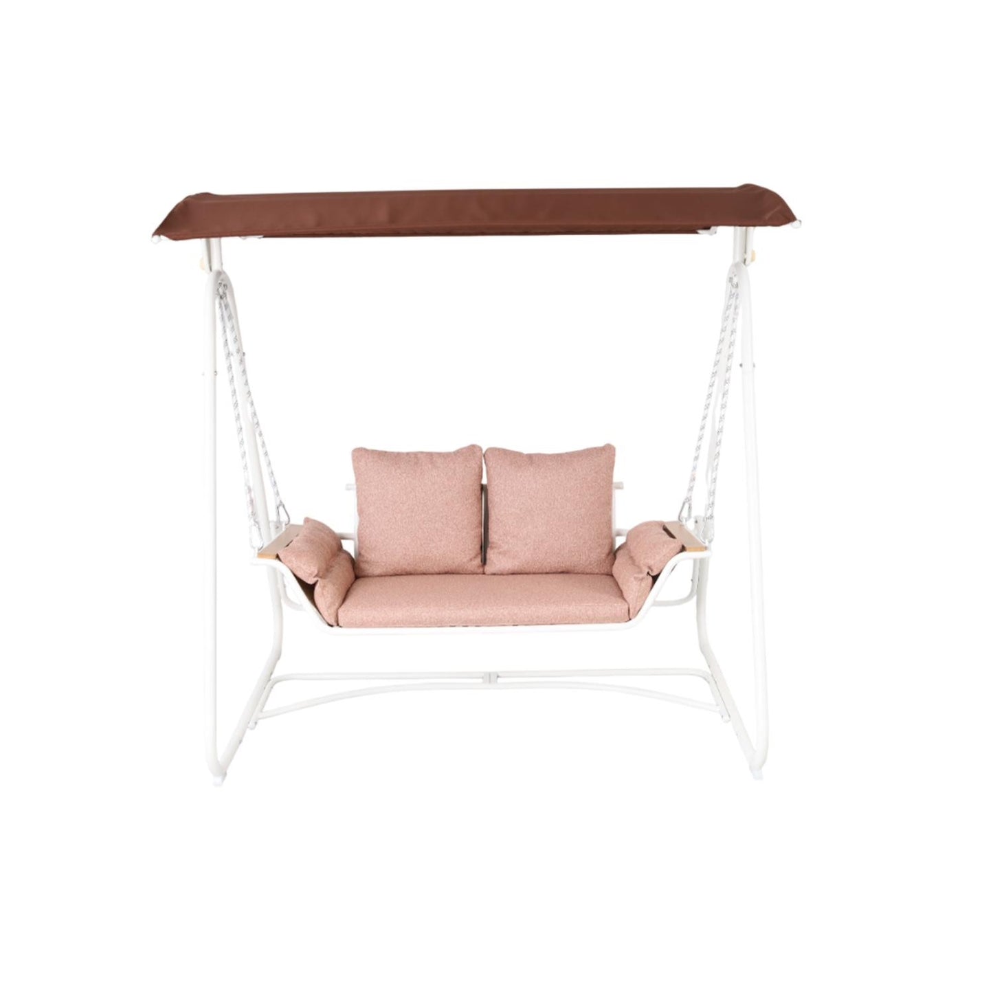 Outdoor 2-Seater Swing with Brown Cushioning