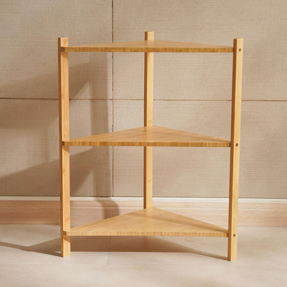 Bamboo 3-Tier Corner Shelf Unit, Space-Saving Bathroom Storage
