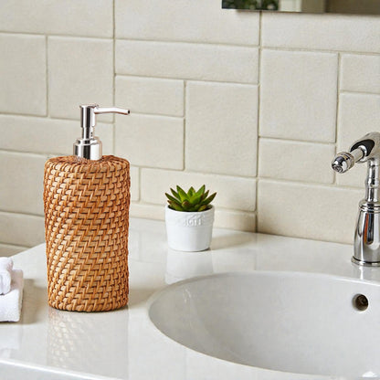 Rattan Soap Dispenser, Lightweight and Refillable