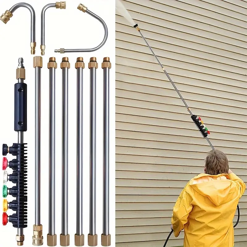 Telescoping Pressure Washer Wand with 8-10ft Extension and Multiple Nozzle Tips, 4000 PSI