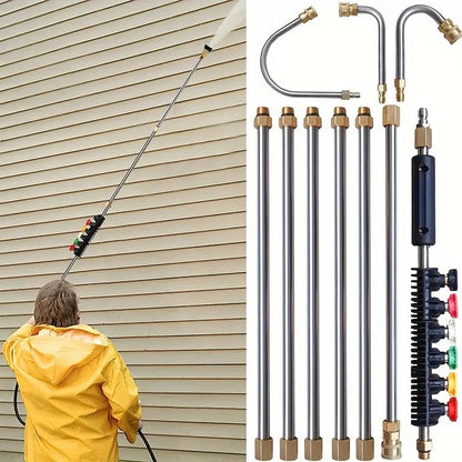 Telescoping Pressure Washer Wand with 8-10ft Extension and Multiple Nozzle Tips, 4000 PSI