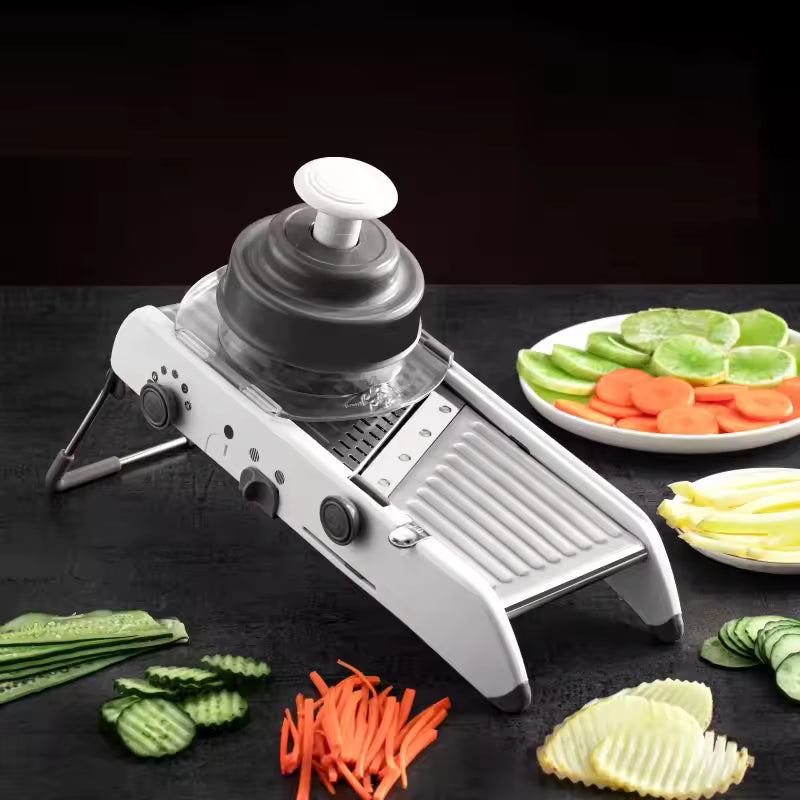 Kitchen Vegetable Cutter with Interchangeable Blades and Dicing Attachment, Slicer and Grater
