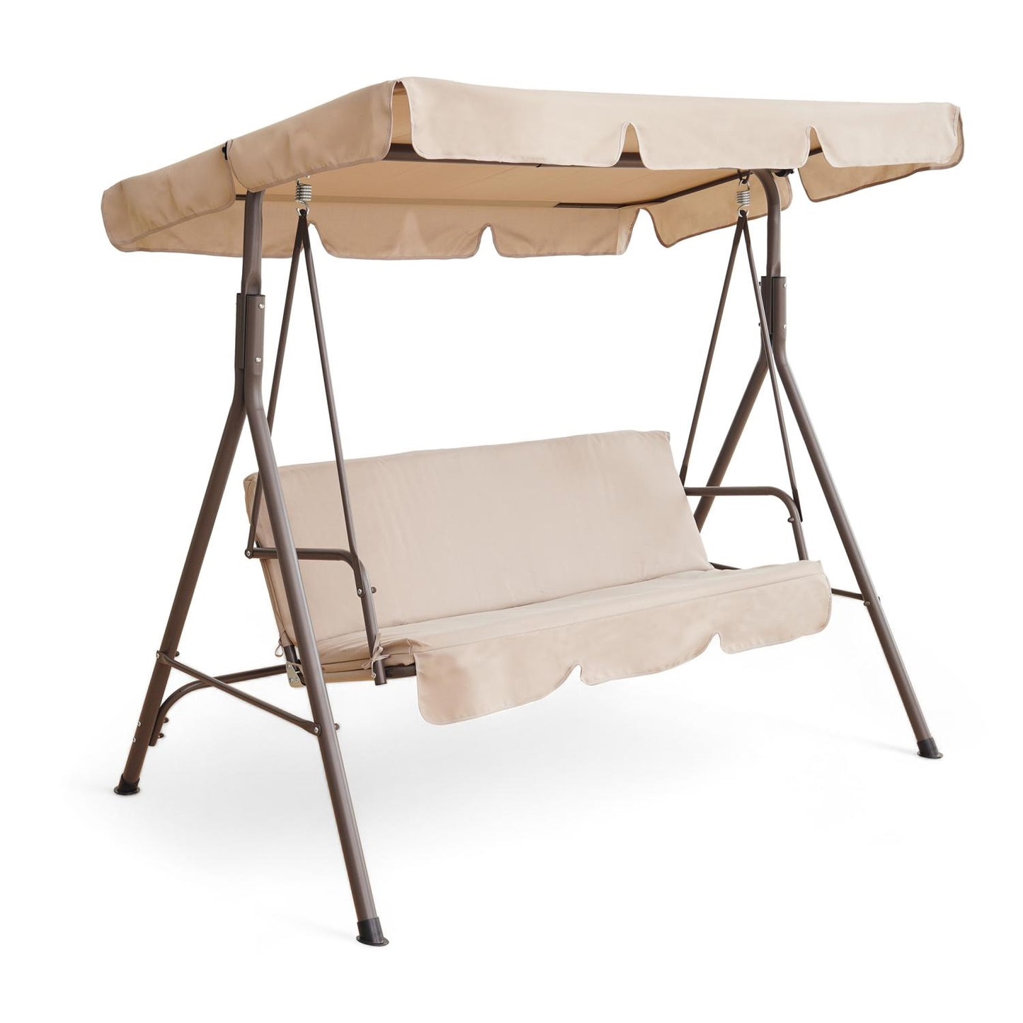 Calden Beige 3-Seater Outdoor Swing with Removable Canopy