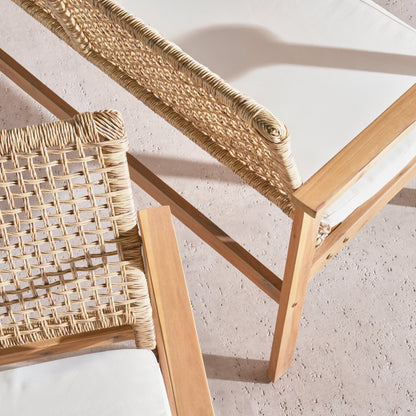 Inver Outdoor Wooden Sofa Set with Coffee Table, 4 Seating Capacity