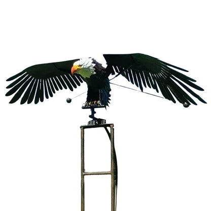 Wind-Activated Metal Bird Garden Stake with Bearing-Guided Wings and Weighted Base