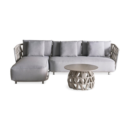 Rona Outdoor Corner Sofa Set with Table, Light Gray with Aluminum frame