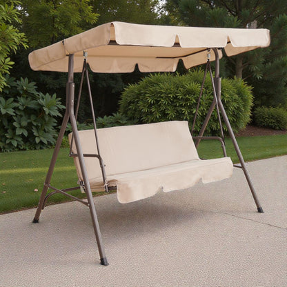 Calden Beige 3-Seater Outdoor Swing with Removable Canopy