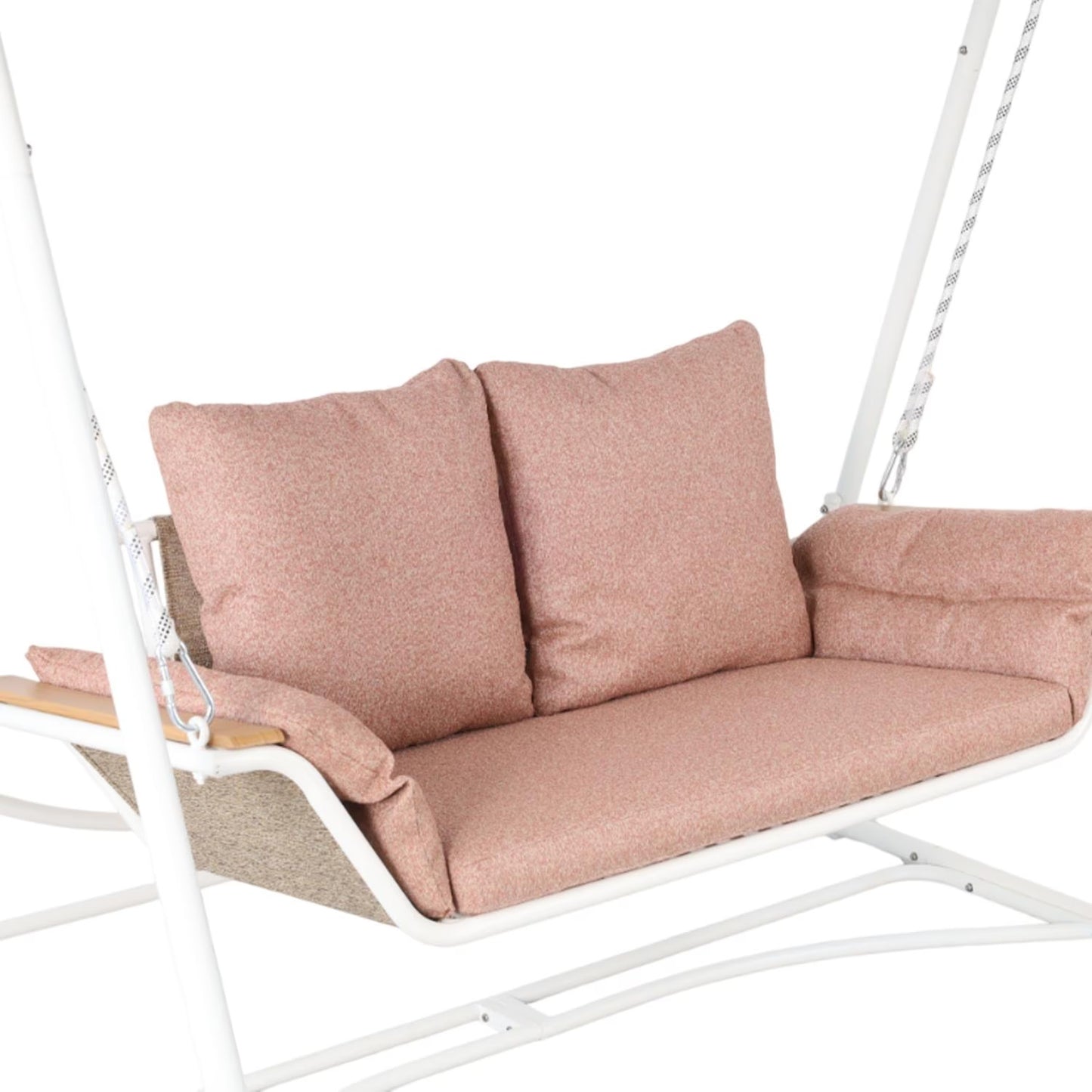 Outdoor 2-Seater Swing with Brown Cushioning
