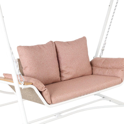 Outdoor 2-Seater Swing with Brown Cushioning