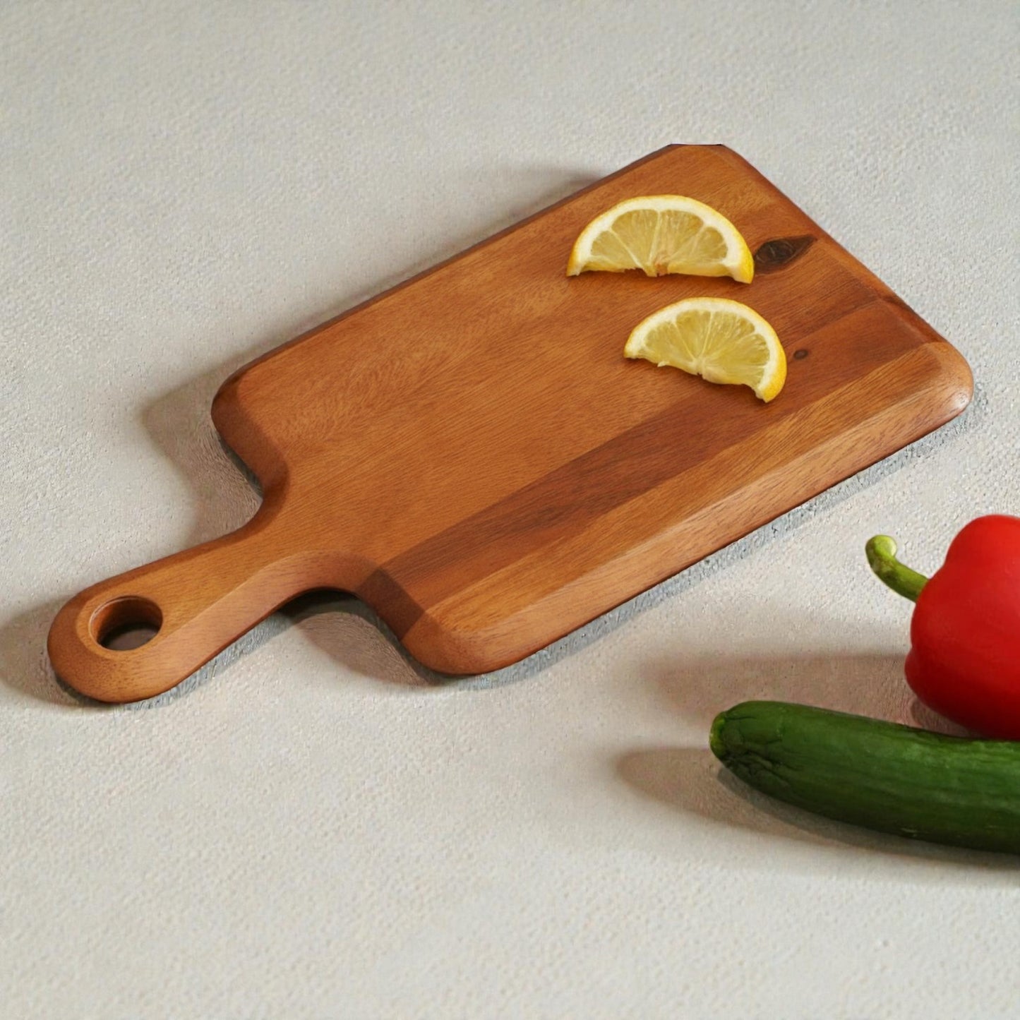 Acacia Wood Cutting Board, Smooth Polished Edge Kitchen Board