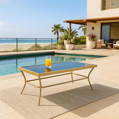Liora Outdoor Sofa Set with Coffee Table – Cream, Steel Frame & Weather-Resistant Cushions