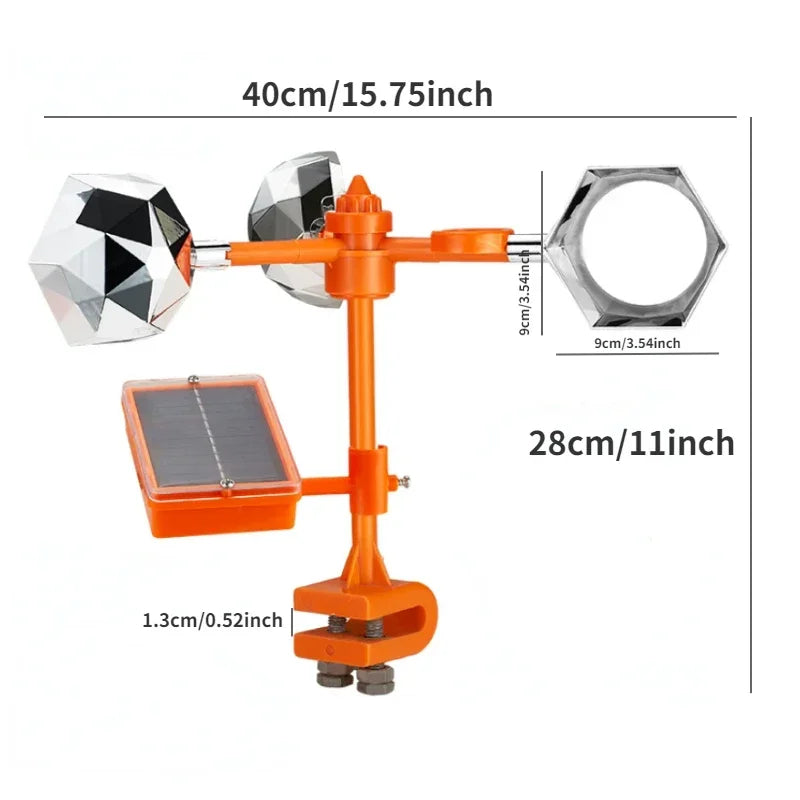 Rotating Solar Bird Repeller with Flashing Lights and Multi Sound Alert System