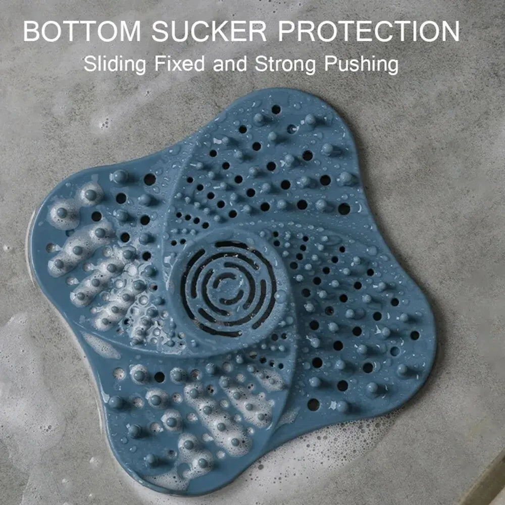 Spiral Drain Hair Catcher with Suction Cup Base and Built-in Handle